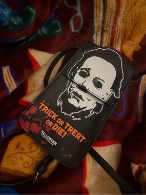 Halloween Michael Myers Crossbody Bag - Black with Orange